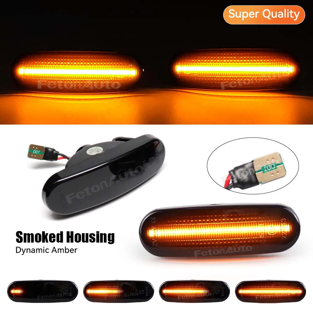 

Dynamic Amber Smoke LED Side Marker Light Turn Signal Lamp for Fiat Panda Punto Evo Stilo Qubo Peugeot Citroen Lancia Musa 350