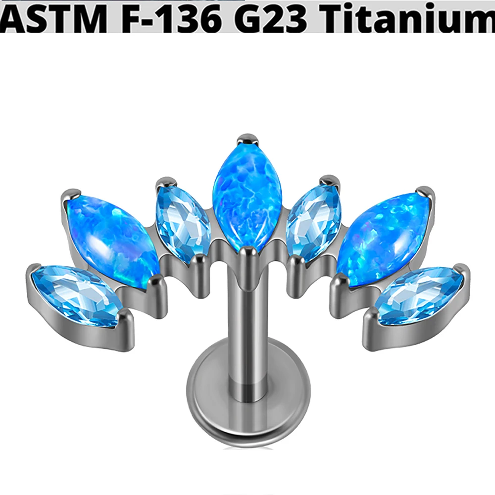 G23 Titanium Marquis Zircon Labret Lip Ring