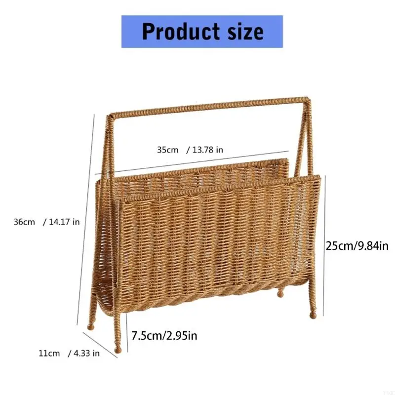 Practical Light Brown Magazine Organizers Sturdy Artificial Rattan Storage Stand Y4QC