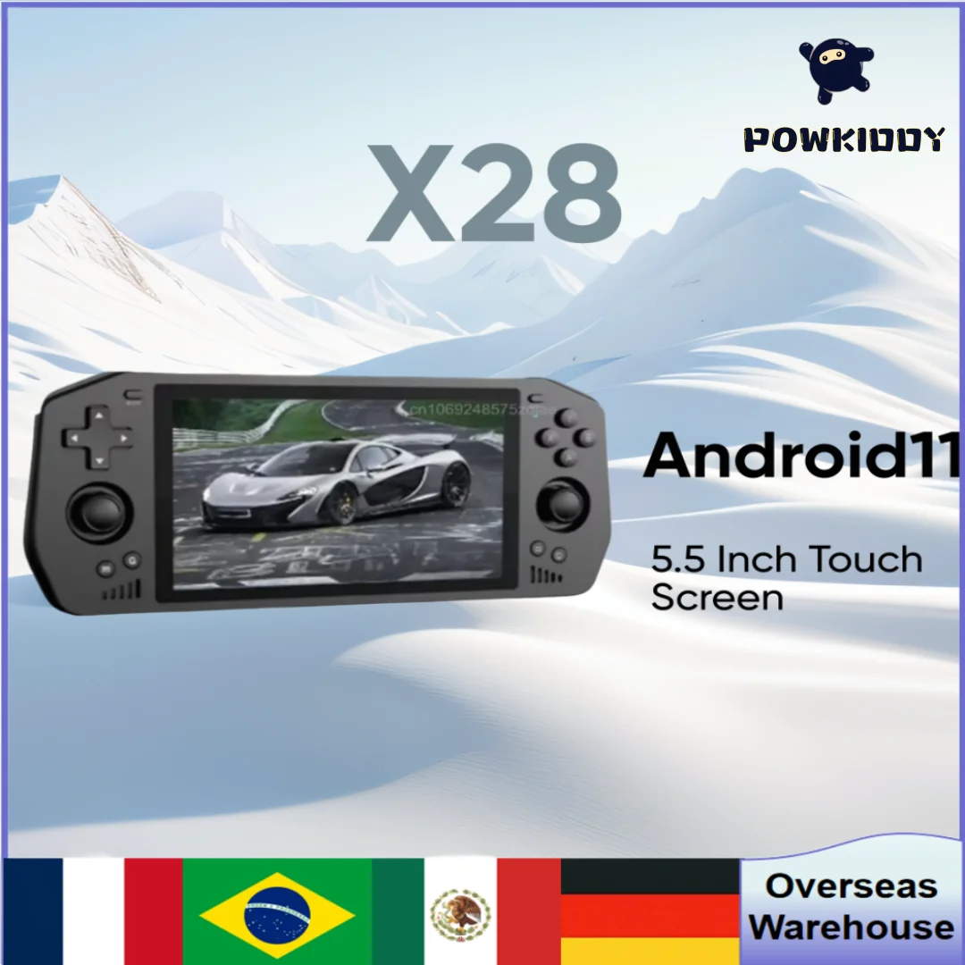 

Powkiddy X28 Retro Handheld Video Game Console 5.5 Inch Touch Screen Android11 Supports HD TV OUTPUT 512G 75000 GAME PSP PS2