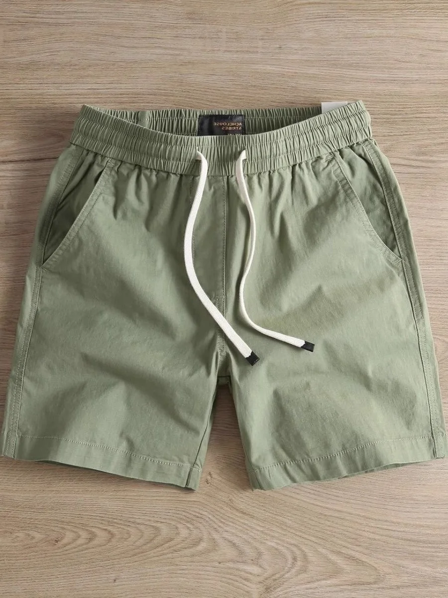 Summer Thin Pure Cotton Workwear Shorts Men's Casual Loose Fit Straight Leg Cargo Shorts Outdoor Trendy mid Waist Short Pants