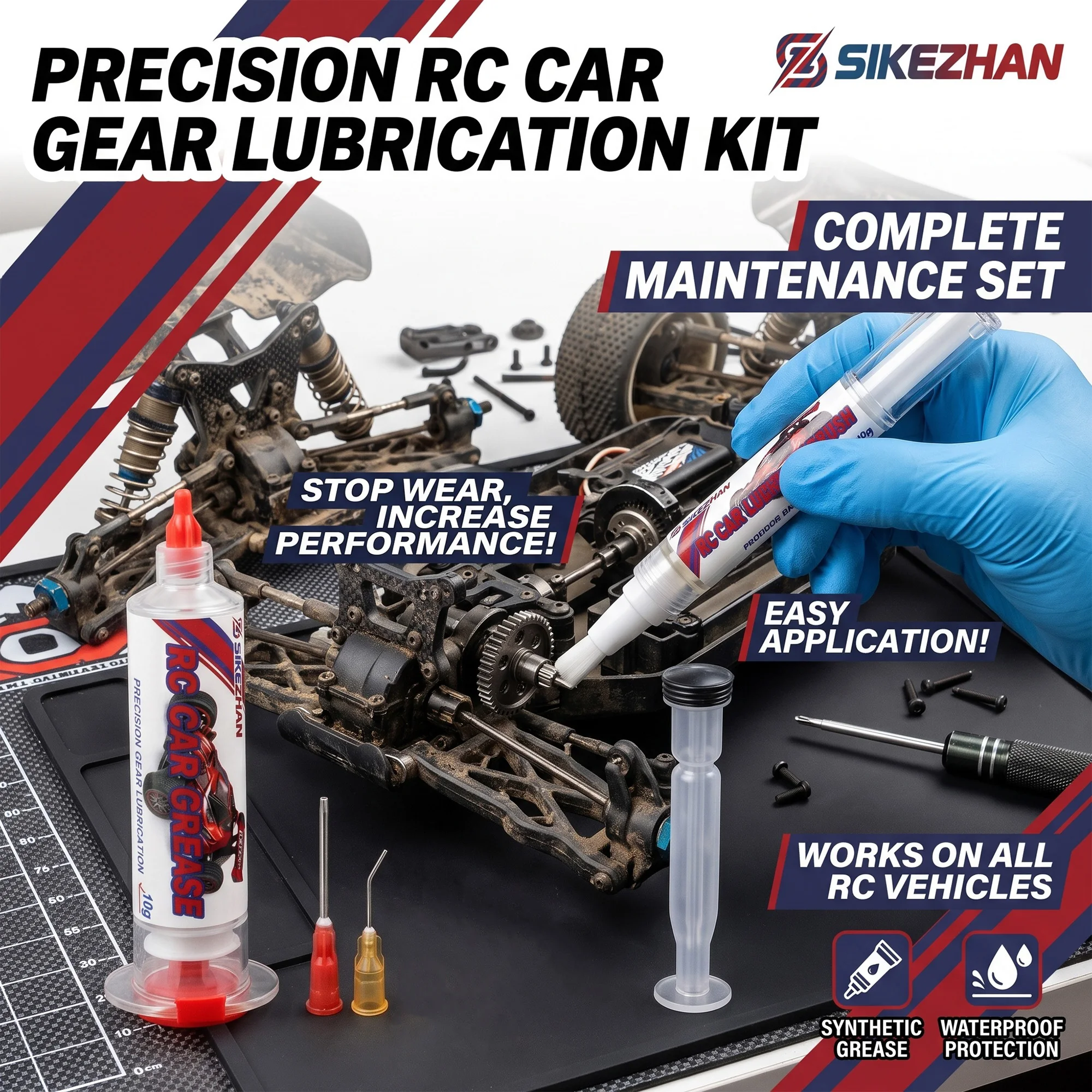 Model Kit Eva - Präzisions-RC-Auto-Schmiermittel-Stift & Fett-Set Präzise Anwendung Rostschutz