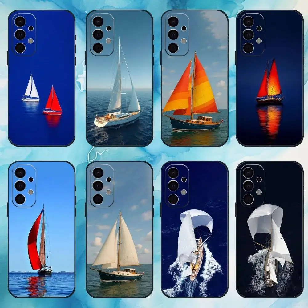 

Sailing Ship Boat Phone Case For Samsung S25,24,23,22,30,21,10,9,Ultra,Plus,Lite,FE,4,5 G Soft Black Case