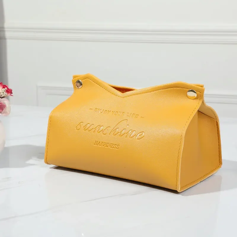 

Leather Tissue Box Fashionable Printing Paper Drawer Home Living Room Hotel Bedroom Creative Minimalist Napkin Storage Bags