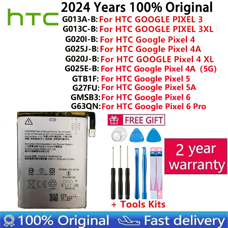 

2024 100% оригинальный аккумулятор для HTC GOOGLE PIXEL 3 Pixel3 XL 3XL 4XL Pixel4 XL 4 4A 5A 5 5G 6 Pro Аккумуляторы Bateria Быстрая доставка