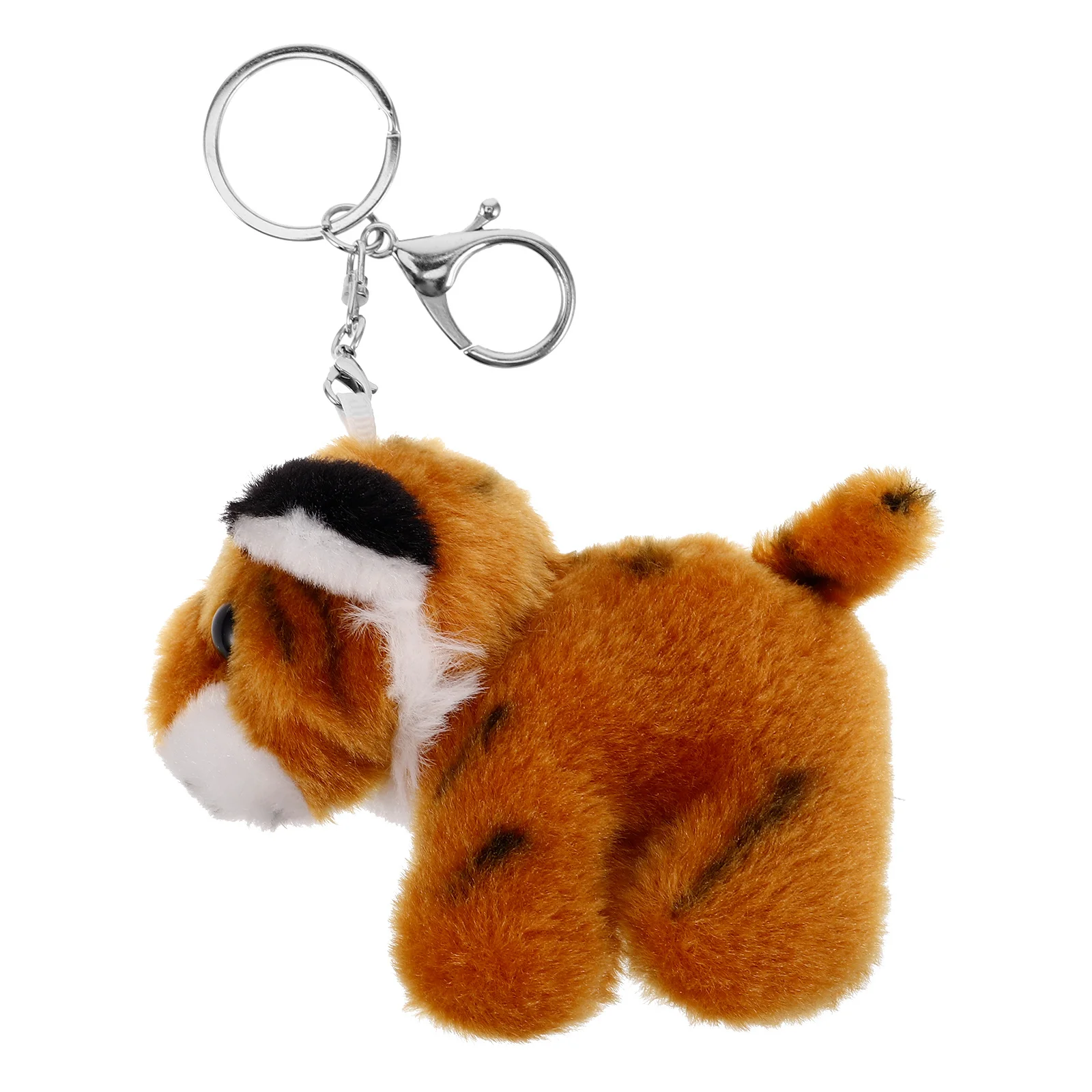 

Yellow Tiger Keychain Realistic Design Portable Lightweight Backpack Charm Mini Stuffed Animal Hanging Ornament Car Accessory