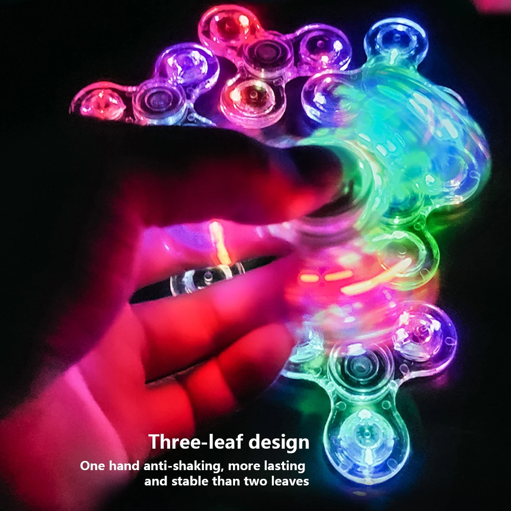 Luminous LED light Fidget Spinner Hand Top Spinners Glow in Dark Light EDC Figet Spiner Finger Stress Relief Toys