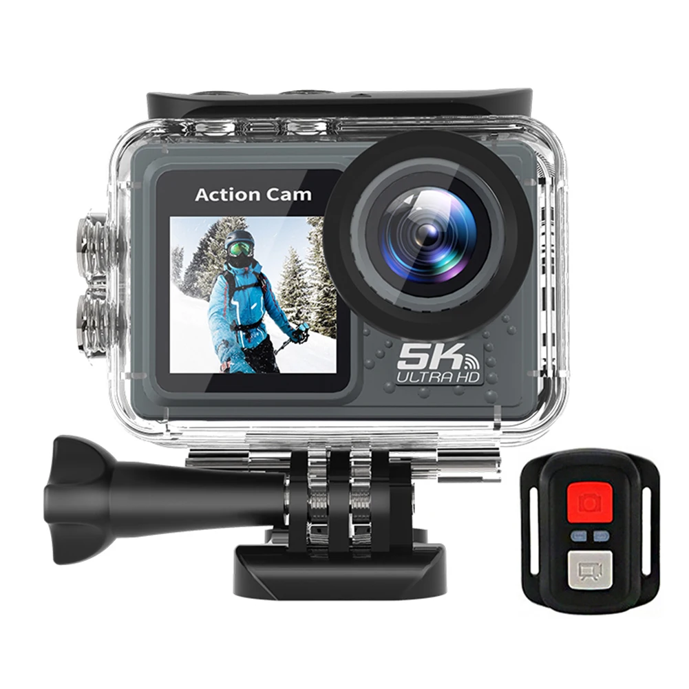 

5K 4K 60FPS Sport Camera Anti-shake WIFI Action Video Cam Dual Screen Diving Mini DV Camera 170° Wide Angle with Remote Control