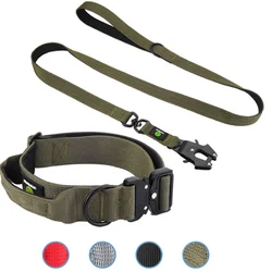 Tactical Dog Collar and Leash Set, K9 Leash, punho tático, Militar, Acessórios para animais, Nylon Pit Dog, Médio e Grande, Caminhada e Formação