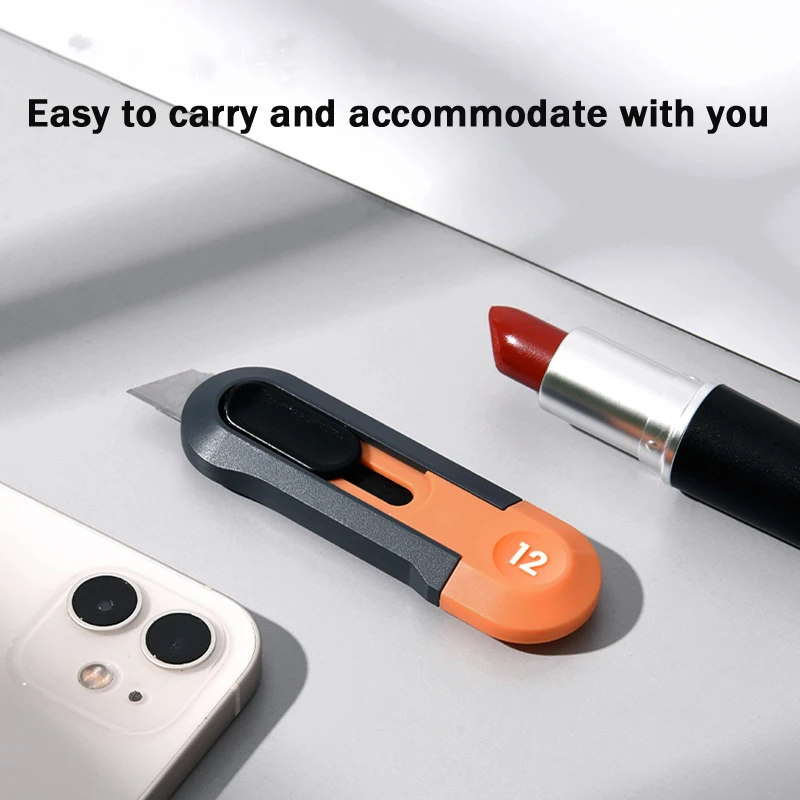 Deli Mini Portable Box Cutter,Auto-Retract Pocket Small Utility Knife Box Opener Wallpaper Carpet couteau Kawaii Stationery Tool