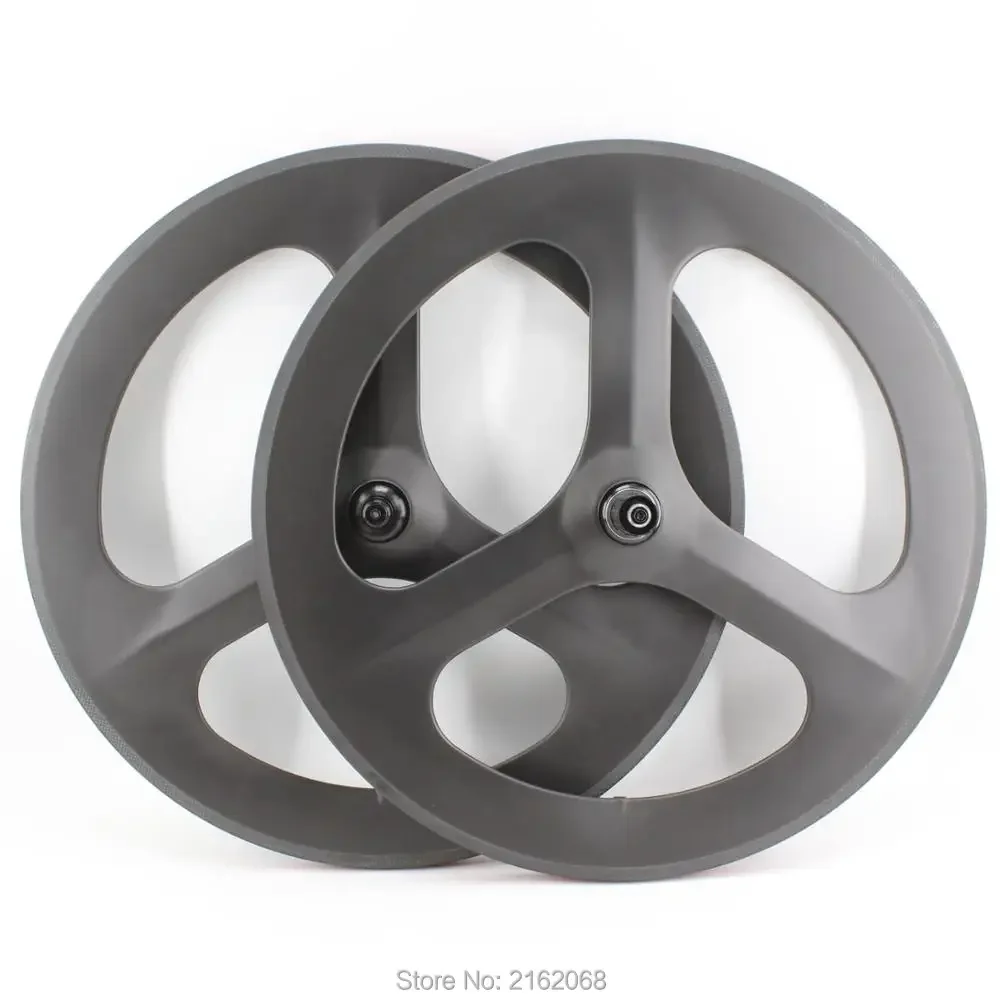 

700C Carbon Bicycle Tri-spoke Wheelset 3 Spokes Road Track Fixed Gear TT Bike Wave Wheels Clincher Tubular Marble