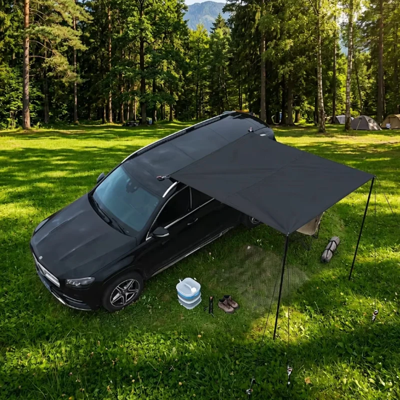Tragbares Auto-Seiten-Sonnenschutz-Zelt, Camping-Sonnenschutz, Auto-Sonnenschutz Geeignet für SUV, LKW, Wasserdichtes Outdoor-Camping, Einfach zu Installierender Camping-Auto-Sonnenschutz