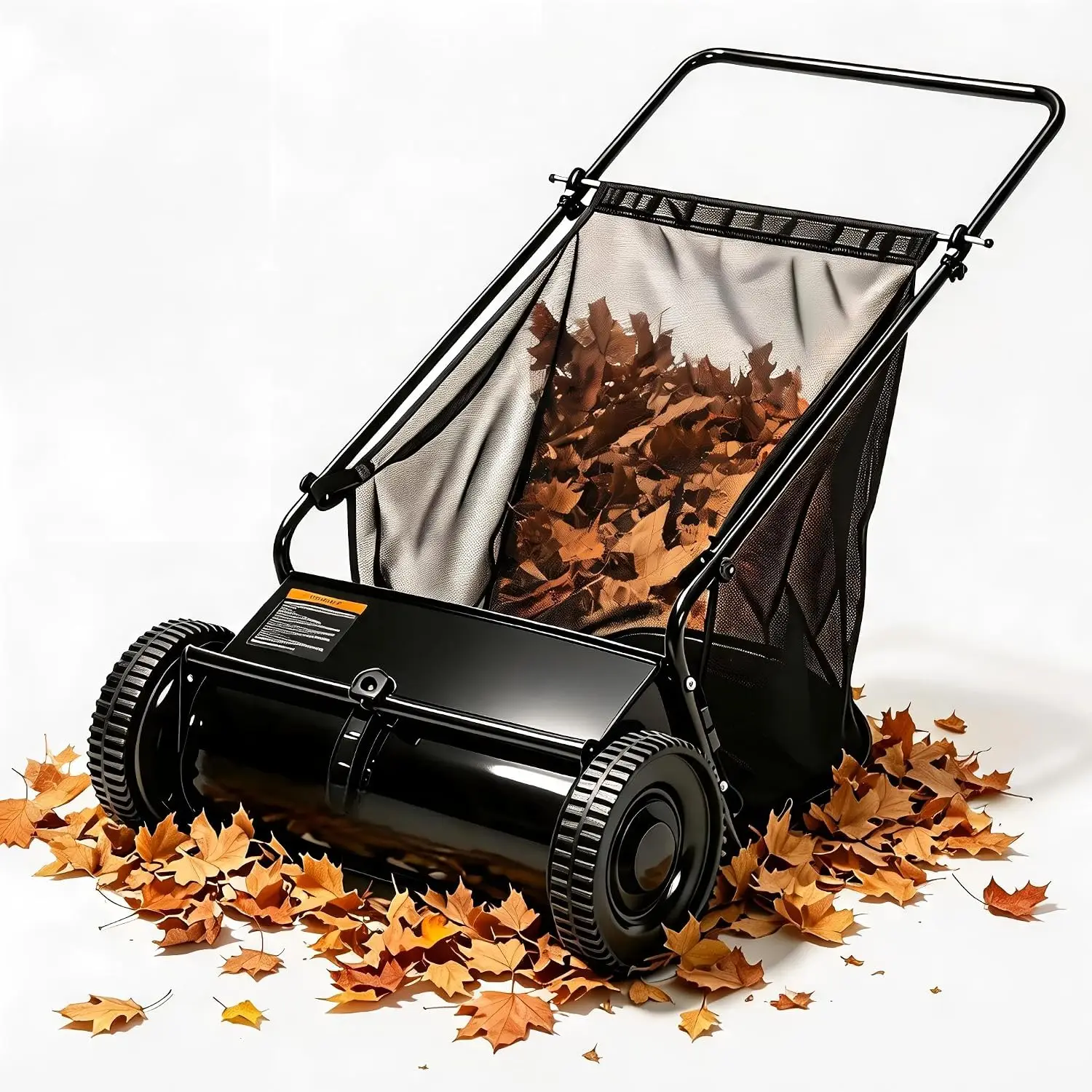 21-Inch Push Lawn Sweeper with 6 Cu. ft. Carrier Bag, 5:1 Brush Gear Ratio, Adjustable Height, Heavy-Duty Steel Frame & PP Rubber Wheels for Yard, Driveway, Patio