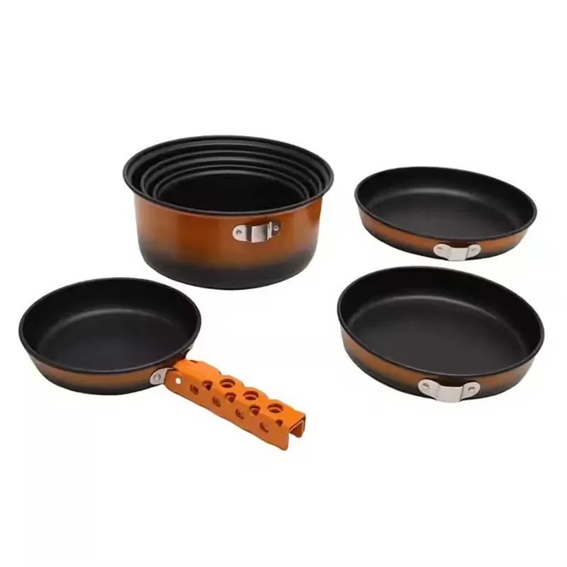 

New gradual change color outdoor goods camping equipment non-stick pan cooker combination