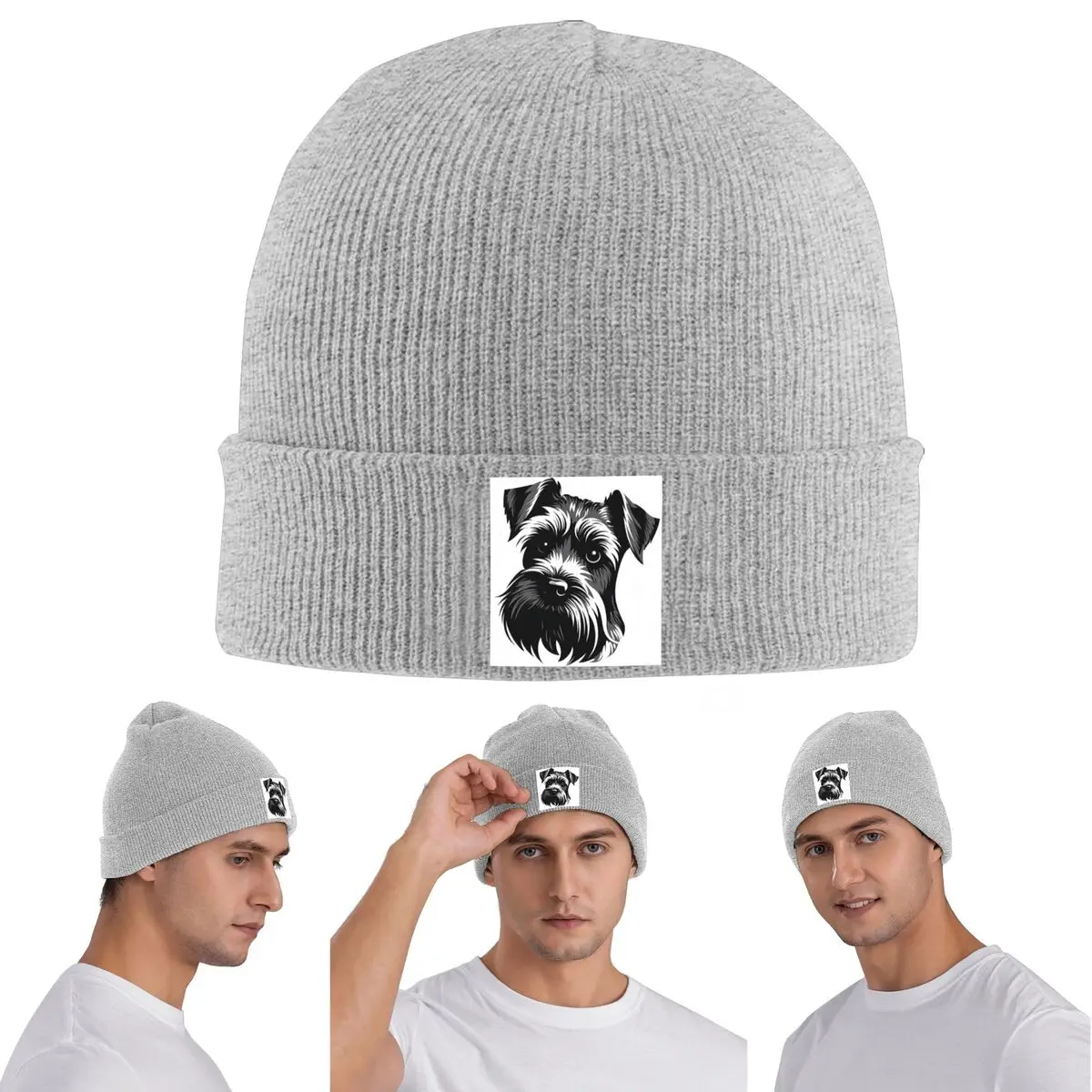 

Теплая вязаная шапка с рисунком собаки шотландского терьера, зимняя вязаная шапка с капюшоном, шапочки Skullies, шапки в стиле хип-хоп для унисекс