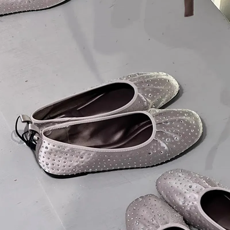 

Soft Faced Soled Ballet Mary Jane Womens Shoes Genuine Leather Silver Light Mouth Single Shoe Women's Flat Bottomed Gentle Shoes