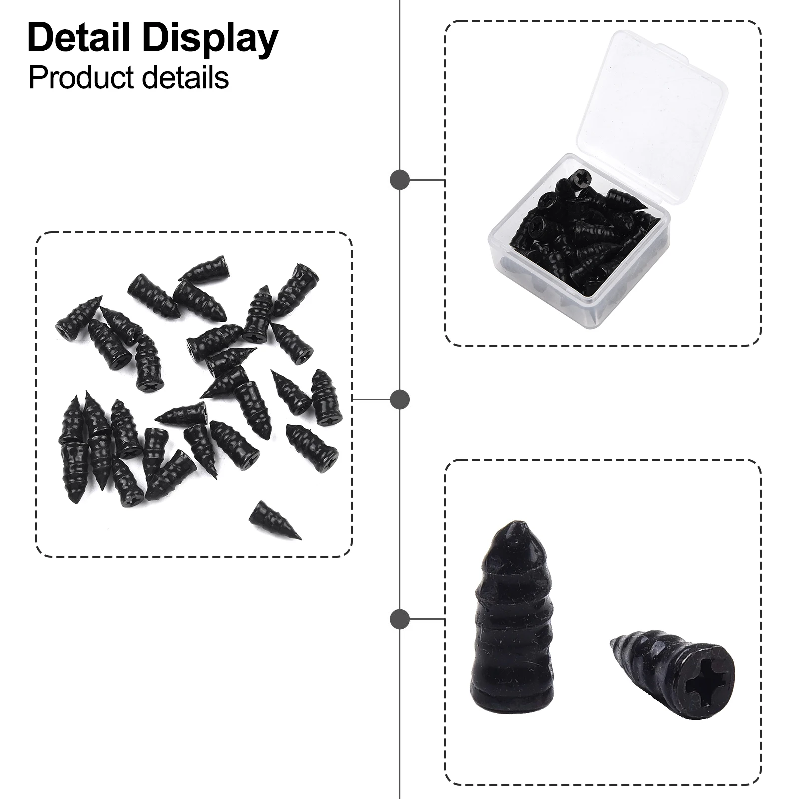 30PCS Rubber Self-tapping Screws For Tire Repair Silicone Car Screw Tyre Plug Repair Rubber Cement Screws Tire Repair