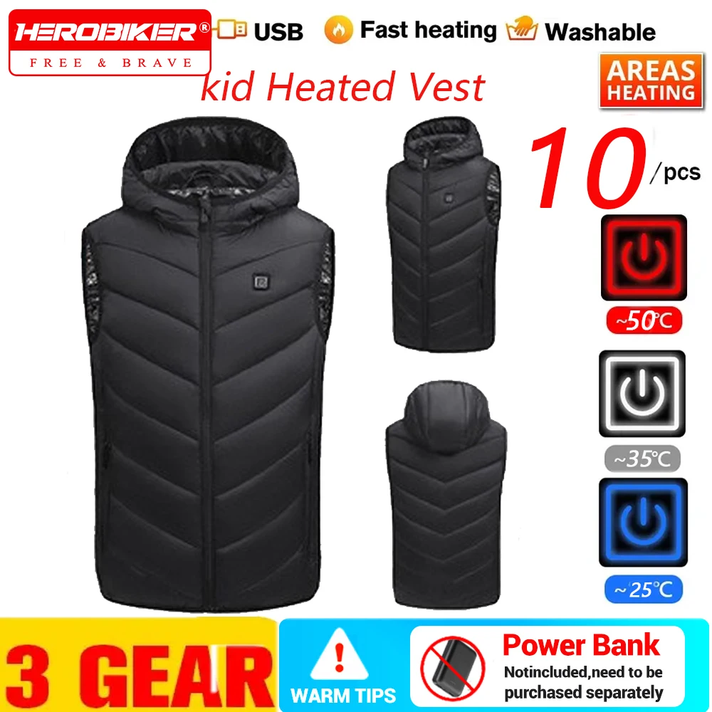 

Winter Children's Heated Jackets Kid 10 Heating Zones Usb Heated Coat Thermal Winter Warm Jacket Outdoor Skiing Warm Vest