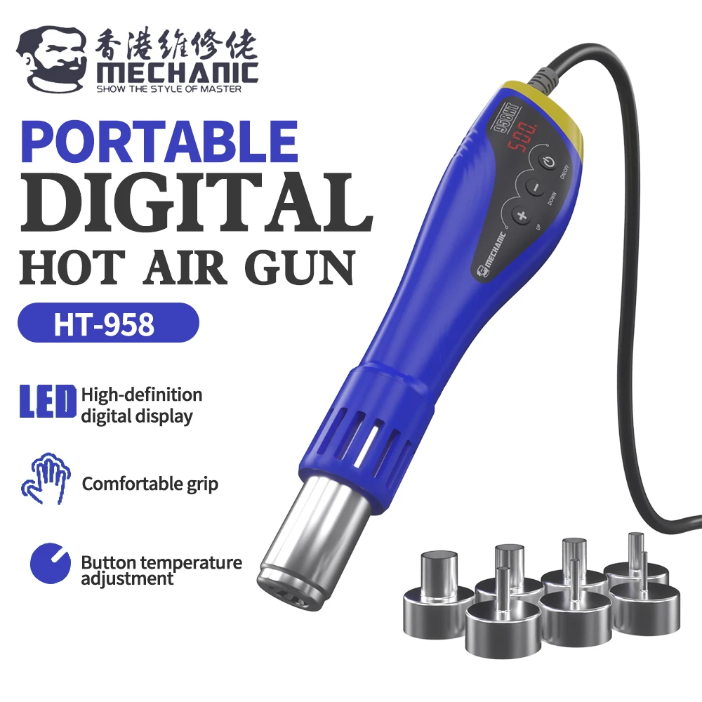 

MECHANIC HT-958 портативный цифровой дисплей термофена для мобильного телефона электронная материнская плата ремонт нагревательный инструмент для удаления чипа