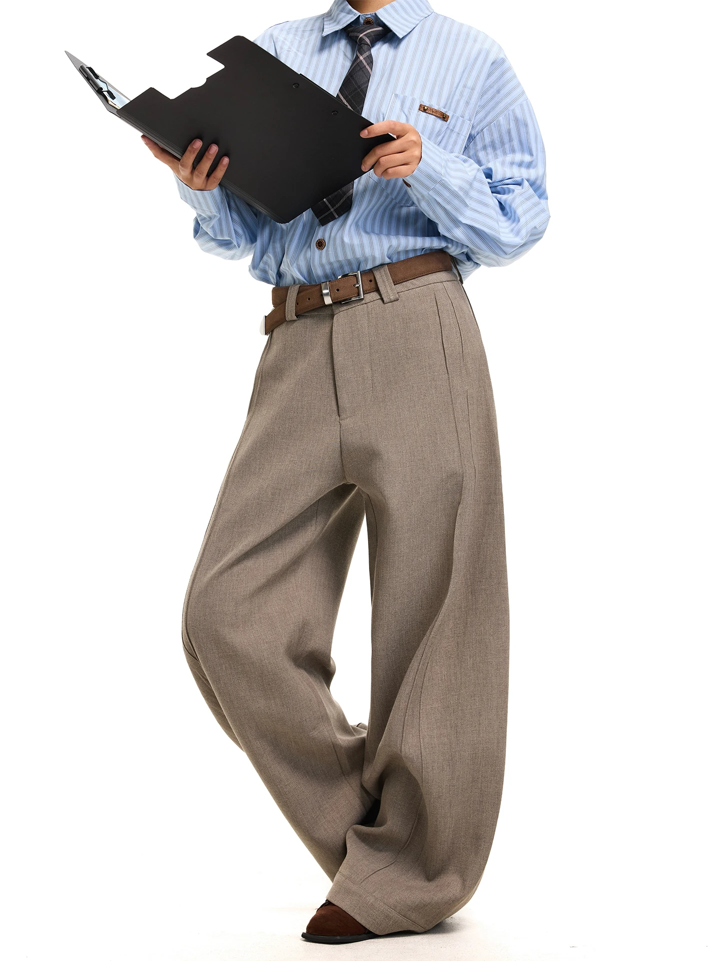 

Женские повседневные широкие брюки Chen Niao Old Store в стиле ретро с высокой талией на пуговицах, свободного кроя, для работы и отдыха, с эффектом высокой посадки