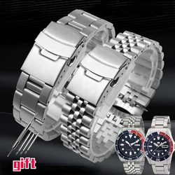 Para seiko n° 5 skx009 skx007 skx175 skx173 sólido cinta de aço inoxidável 20mm 22mm homem pulseira acessórios relógio cinto pulseira