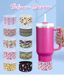 40oz Tumbler Bumper Water Bottle Sleeve Cover Halloween Printing Silicone Boot with Anti-Slip Bumper for Drinking