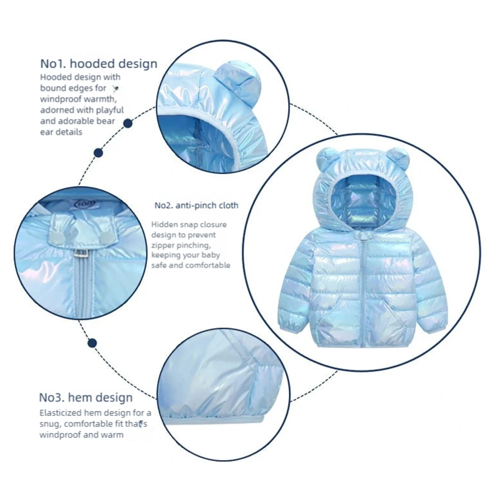الأطفال طفل معدني سنوسويت مبطن بدلة تزلج بنين بنات ملابس الشتاء موضة كم طويل آذان الدب مقنعين سترة + السراويل #3