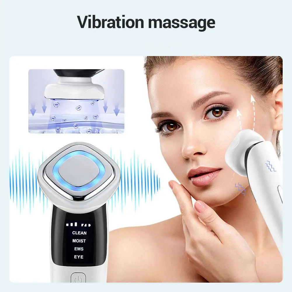 Dispositivo de levantamento facial de microcorrente 4 em 1, luz vermelha e azul para rosto, olhos e pescoço, ferramenta de cuidados com a pele, massageador facial para apertar a pele