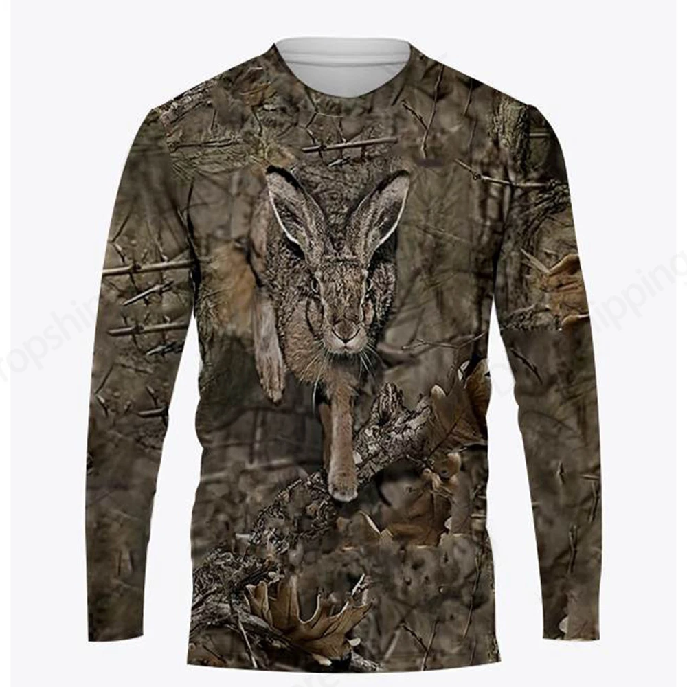 Men's Long Sleeve T-shirt 3d Camouflage Hunting Animals Print Tshirt Men Women Fashion Snowflake T shirt O-neck Loose Tops Tees