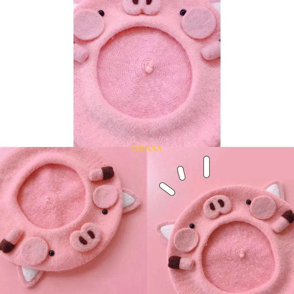 

DXAA милый розовый поросенок восьмиугольная шляпа берет шляпа художника должна быть вещь для женщин и девочек