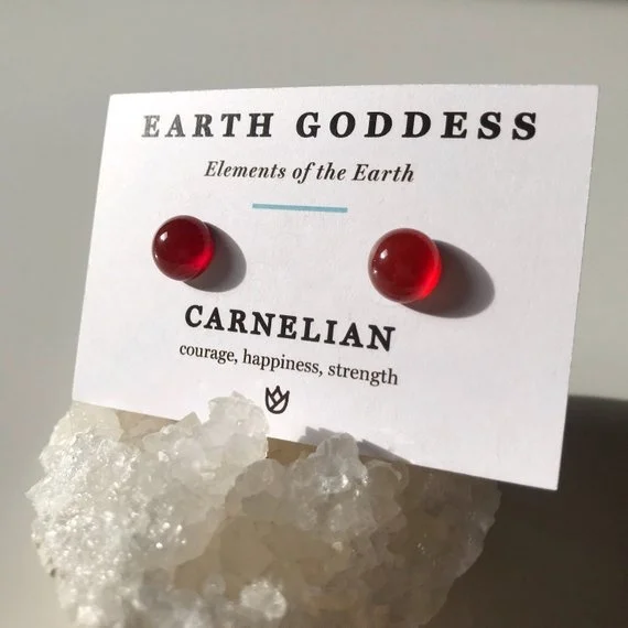 Carnelian Stud Earrings. Courage, Confidence and Strength Jewelry. by Earth Goddess