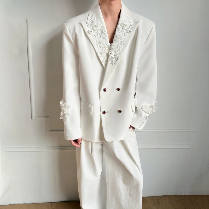 LUZHEN 2026 Spring Embroidery Pattern Patchwork Double Breasted Blazer Coat Men's Trendy Luxury Temperament Casual Jacket JY6465
