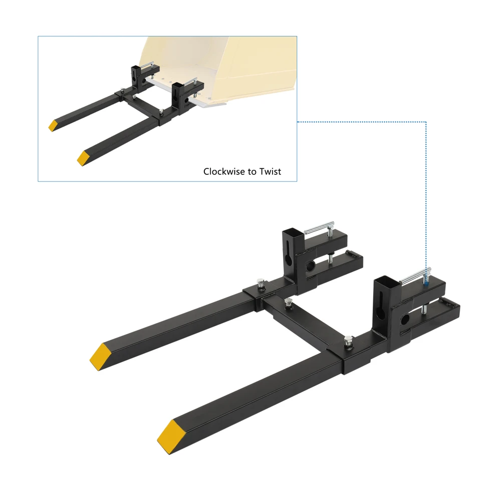 1500Lbs 43 "Klem-Op Palletvorken Slipstuurladerbak Met Verstelbare Stabilisatorstang