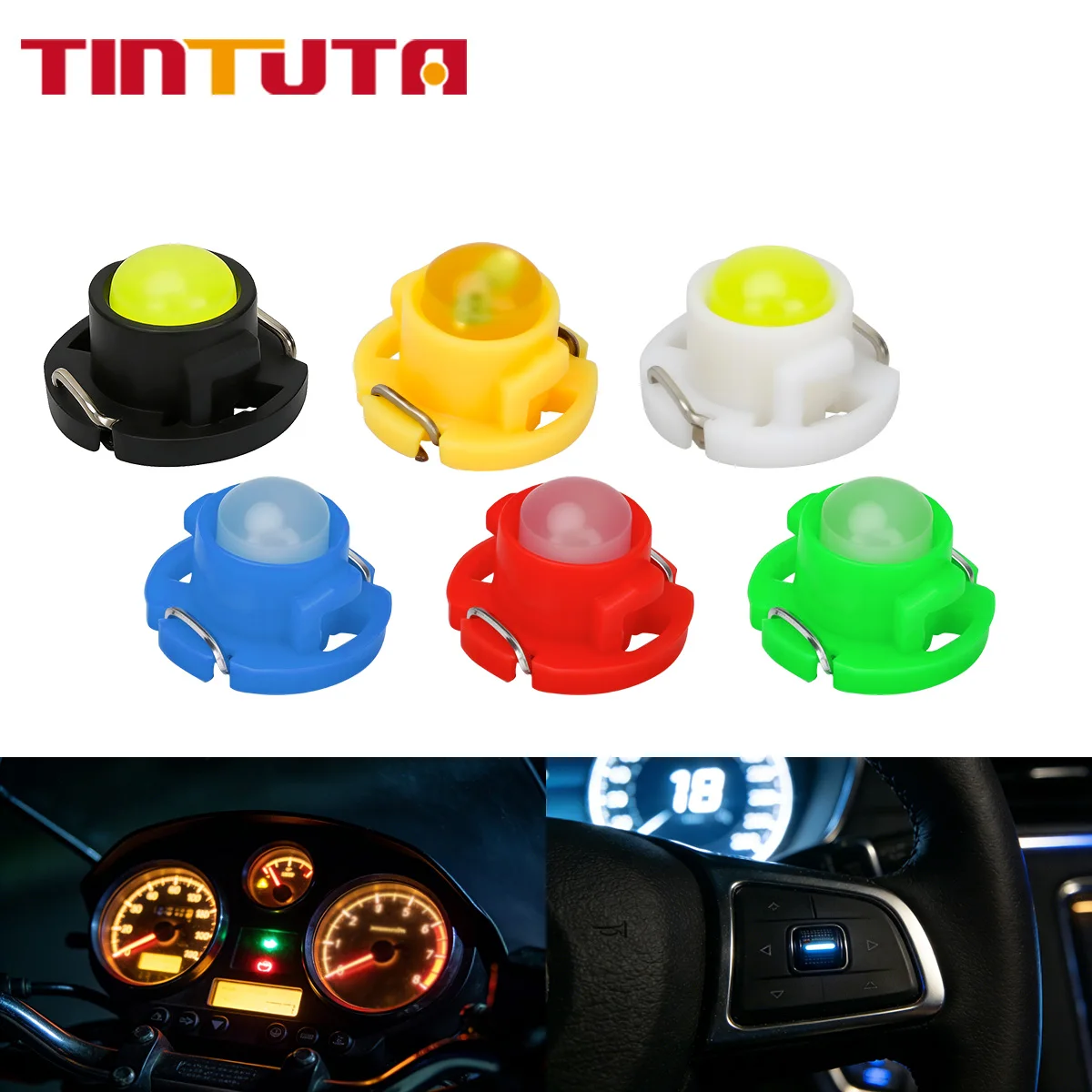 

100PCS T4.7 LED Bulbs Car LED Interior Instrument Panel Lights Dashboard Warning Indicator Central Control Lamp Wedge Light 12V