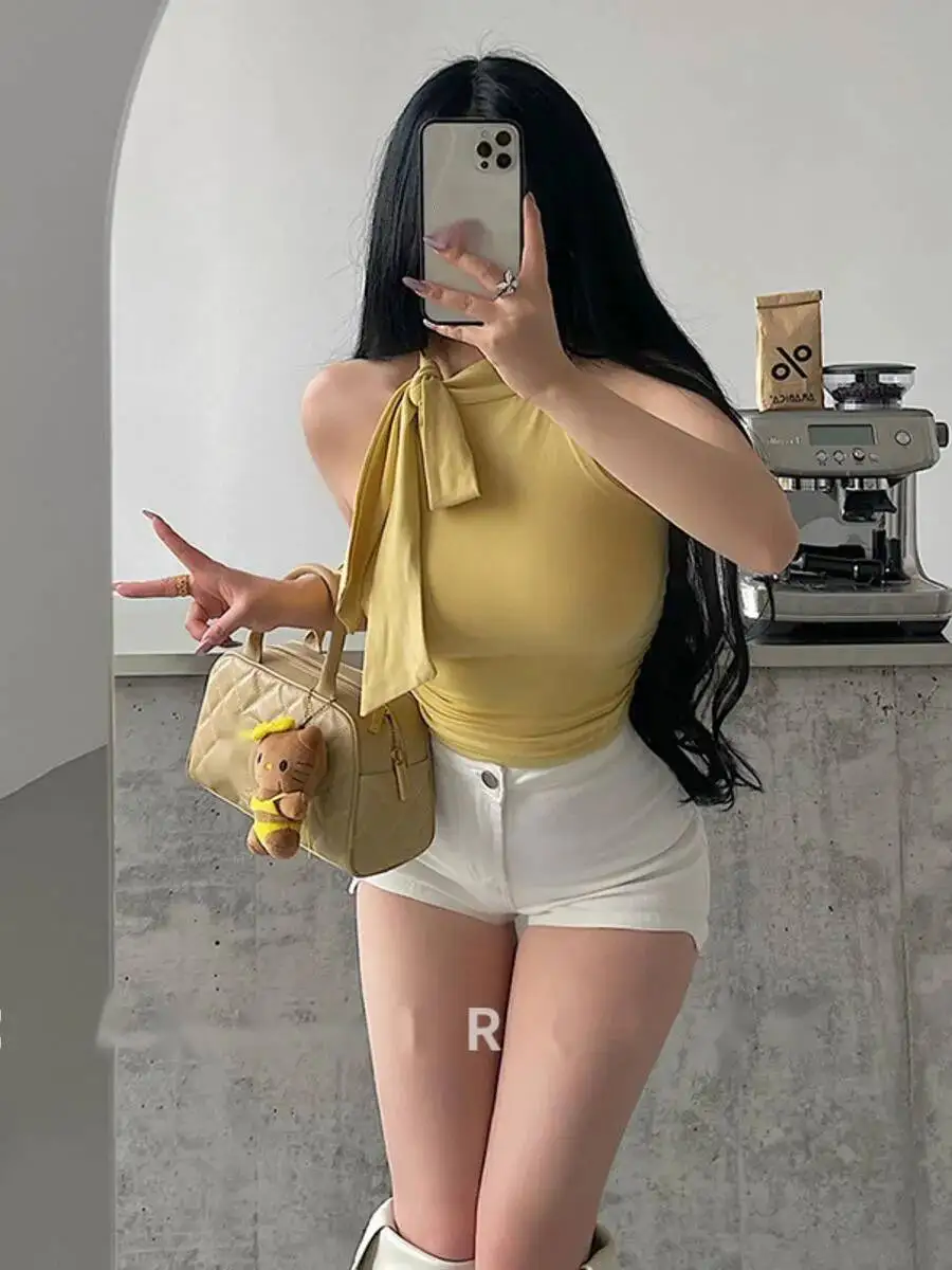 

Pure Desire Spicy Girl Сексуальный утягивающий галстук-бабочка без рукавов Нижняя майка Модный жилет Майки Модный сексуальный женский топ AEC4