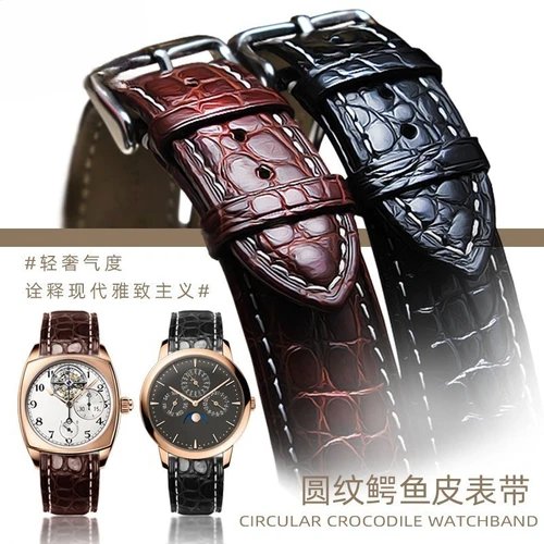 Correa de reloj de piel de cocodrilo de alta calidad para hombre, pulsera de cuero genuino, hebilla de acero inoxidable, 18mm, 19mm, 20mm, 22mm, 23mm
