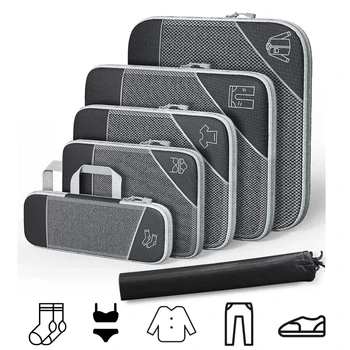 Sacos De Armazenamento De Roupas Portáteis Set, Organizador De Viagem, Saco De Mala Leve, Cubos De Embalagem Comprimidos, Organizador De Bagagem, 6Pcs
