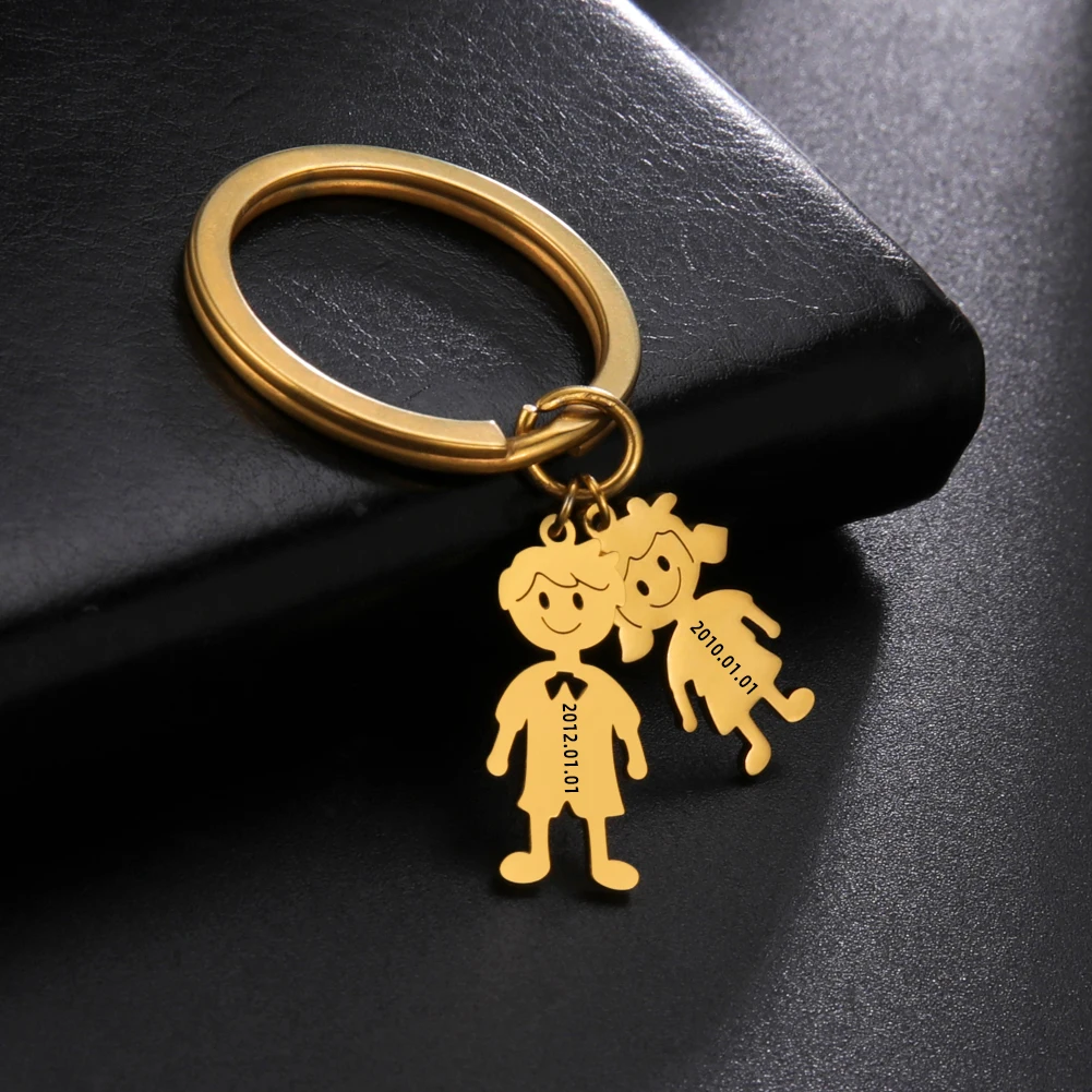 Custom Key Chain Personalized Keychain Family Engrave Name Kid Child Boy Girl Gift For Women Man Mother Stainless Steel Jewelry