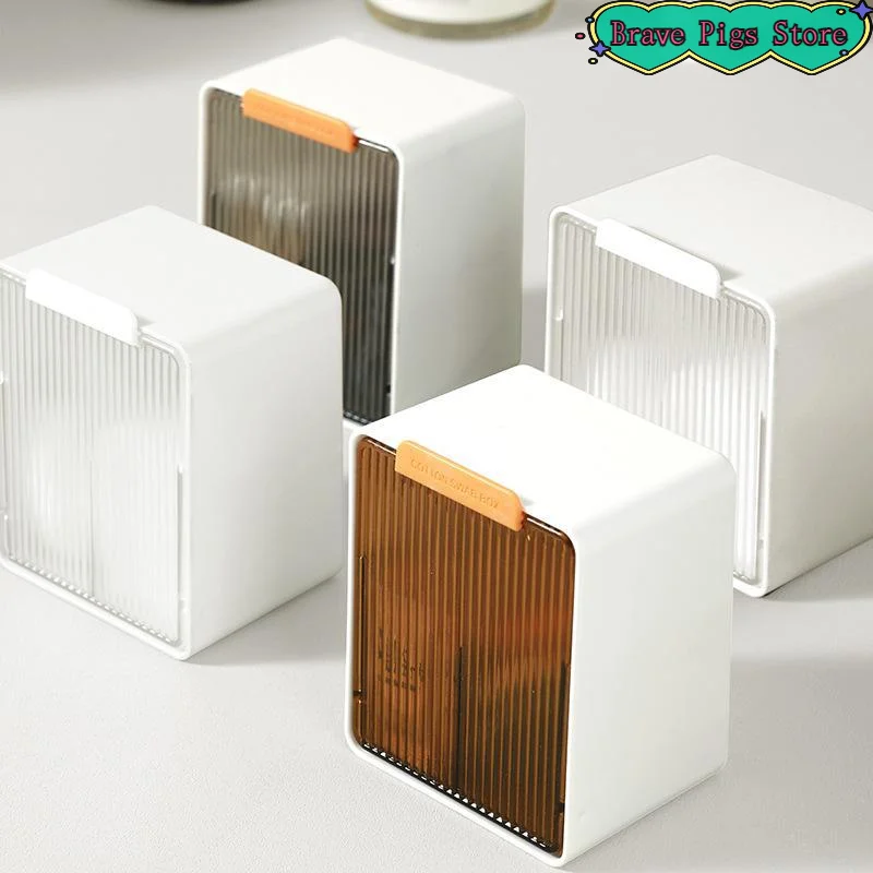 Punch Free Cotton Swab Storage Box Bathroom Wall Mounted Flip Cover Makeup Cotton Box Hair Clips Hair Ring Small Item Organizer