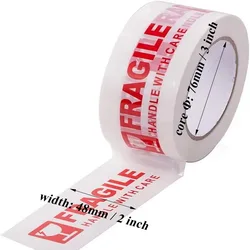 2inch x 110 yards Fragile Handle With Care Warning Printed Tape BOPP Adhesive Packaging Carton Sealing Logo Tape