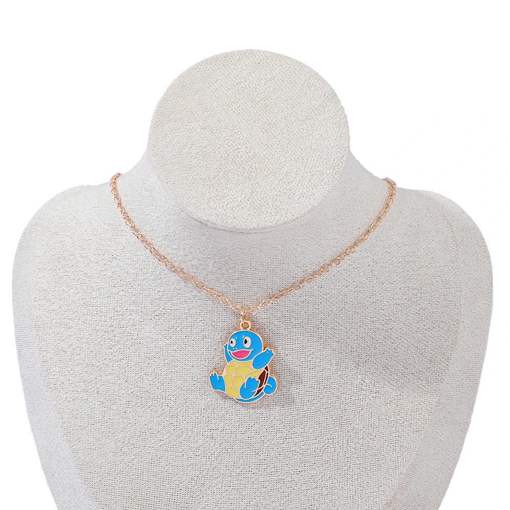 Cartoon Metal Pendant Necklace - Hip Hop Style Pikachu Squirtle Bulbasaur Sweater Chain Jewelry Gift for Anime Fans