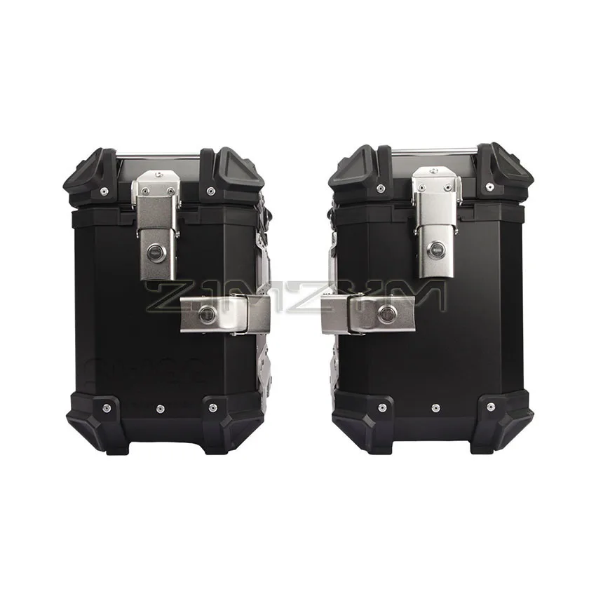 1 Pair 28L Universal Motorcycle Rear Top Box Side Luggage Case Motos Storage Trunk Lock Travel Toolbox Aluminum Alloy Side Box