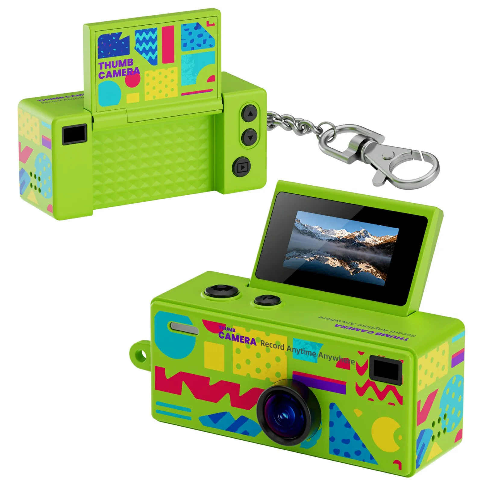 Retro Digitalkamera 0,96 Zoll Klappbildschirm CCD-Kamera Schlüsselanhänger-Kamera 1080P HD Daumenkamera Camcorder Videorekorder mit Blitz