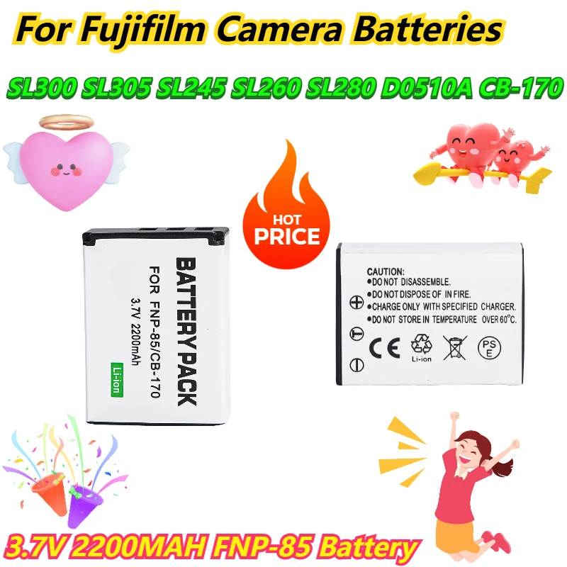 

3.7V 2200MAH FNP-85 Battery For Fujifilm SL300 SL305 SL245 SL260 SL280 D0510A CB-170 Camera Batteries