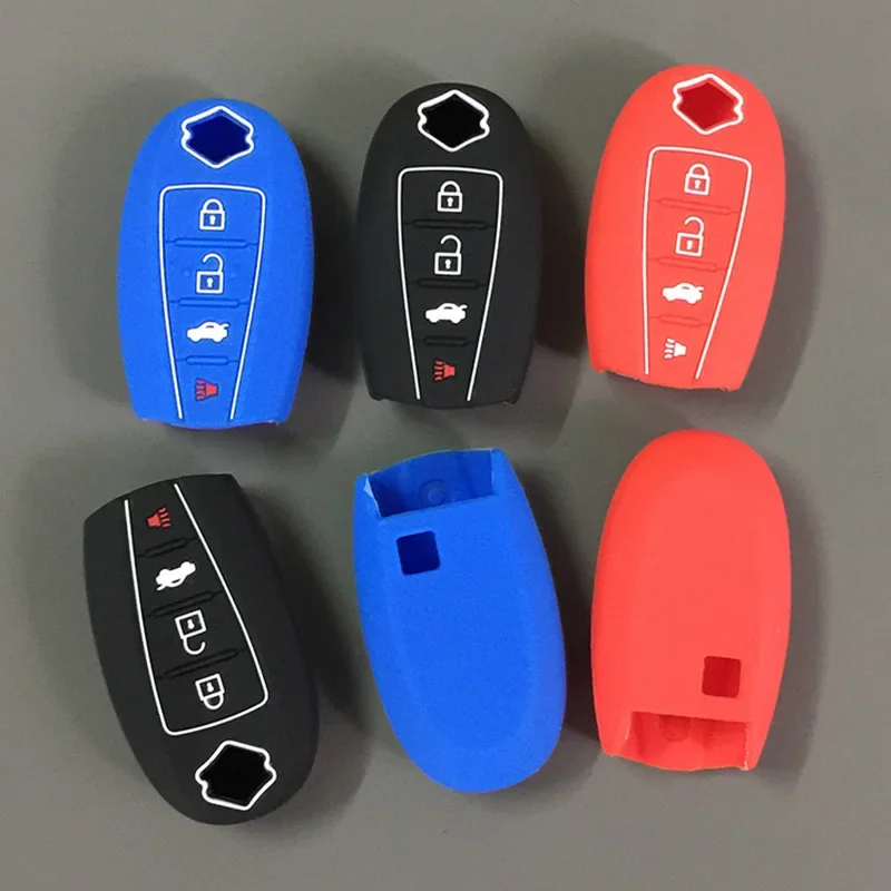 Silica Gel Car Key Case Cover For Suzuki Swift Kizashi SX4 S-Cross Maruti Ciaz Baleno 4 button key