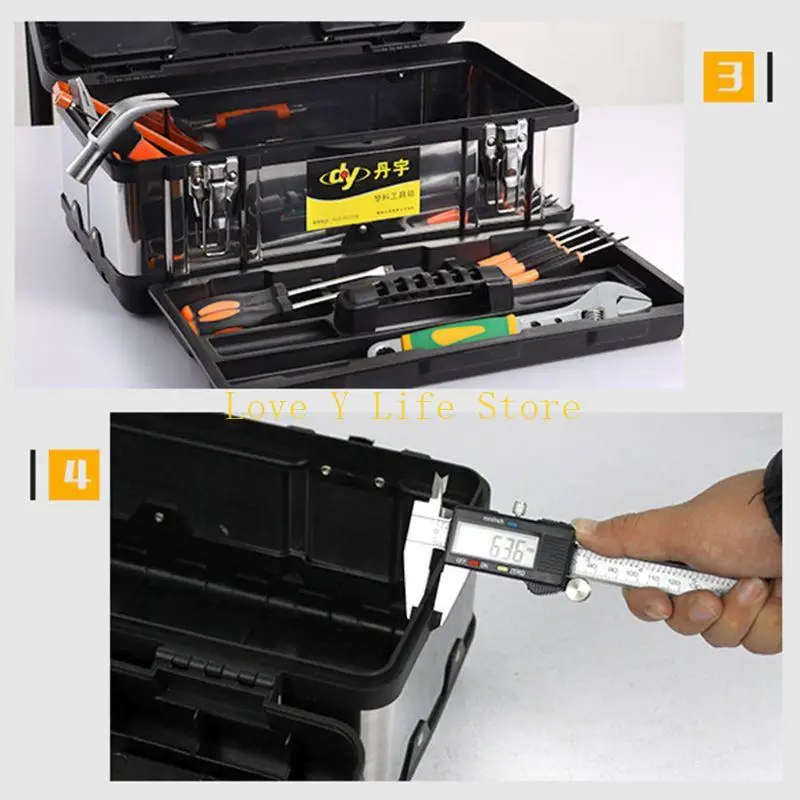 L74C Multifunzionale Struttura a doppio strato in acciaio inossidabile Organizzatore portatile in plastica con hardware a manico