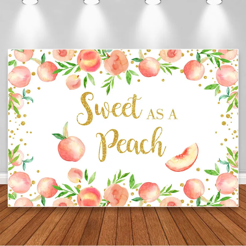 Baby Shower Pink Peach Backdrop A Sweet Little Peach is On The Way Photography Background Banner Girl Birthday Photo Booth Props