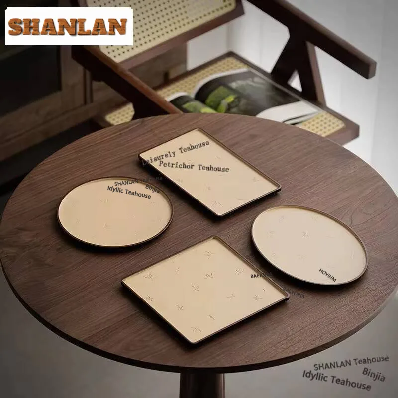 Butterfly Orchid Plate Dinnerware Bamboo Rectangle Dinner Plate Cake Display Stand Tea Tray Food Wooden Partitioned Dish Trinket