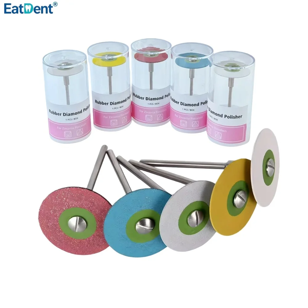 5PCS/Pack 26mm HP Dental Rubber Diamond Polish Wheels for Zirconia Porcelain PFM Emaxs Dentistry Polish Tools