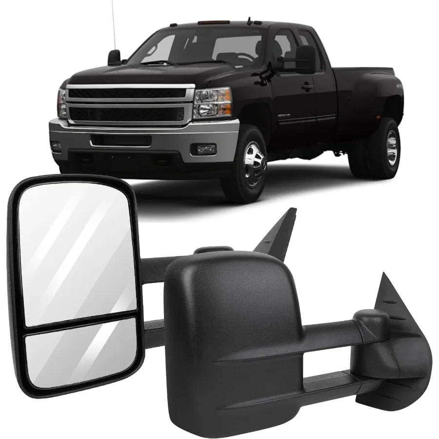 

Pair Set Towing Mirrors Manual Telescoping Extended Side View Mirror for Chevy Silverado Suburban Tahoe Avalanche for GMC Sierr